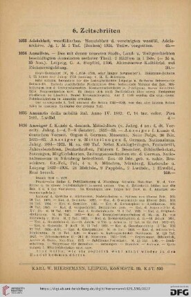 6. Zeitschriften (Nr. 1033 - 1068)