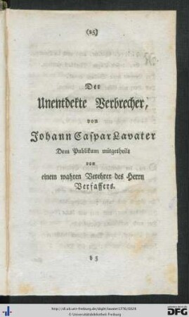 Der Unentdekte Verbrecher.