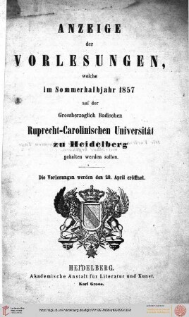 Sommersemester 1857