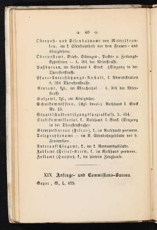 XIX. Anfrage- und Commissions-Bureau.