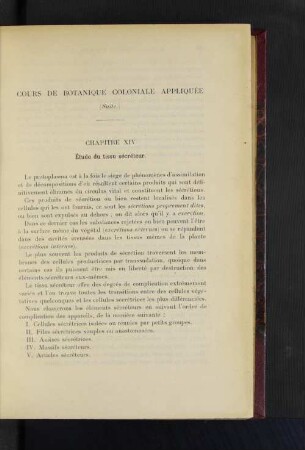 Cours De Botanique Coloniale Appliquée.