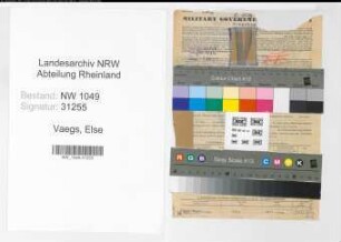 Entnazifizierung Else Vaegs , geb. 26.01.1909 (Friseuse)
