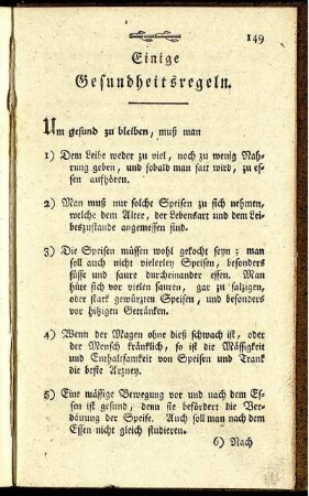 Einige Gesundheitsregeln.