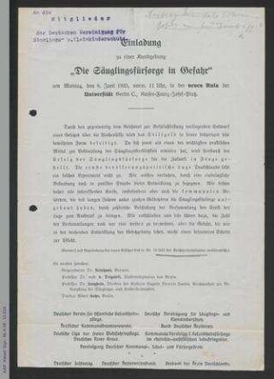 Einladung zur Kundgebung: Die Säuglingsfürsorge in Gefahr