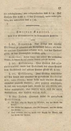 Zweites Kapitel. Von den Proportionen in benannten Zahlen