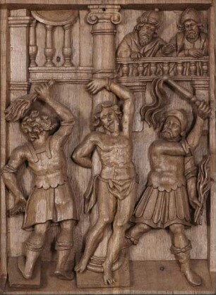 Szenen aus der Passion Christi — Szenen aus der Passion Christi: von der Gefangennahme bis zur Geißelung Christi — Christus wird von Soldaten gegeißelt