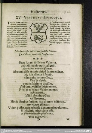Valterus. XV. Vratislav. Episcopus