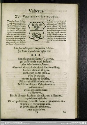 Valterus. XV. Vratislav. Episcopus