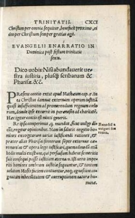 Evangelii Enarratio In Dominica post festum trinitatis sexta.