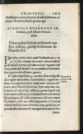 Evangelii Enarratio In Dominica post festum trinitatis sexta.