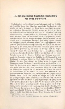 IX. Die allgemeinen kirchlichen Verhältnisse der ersten Stauferzeit