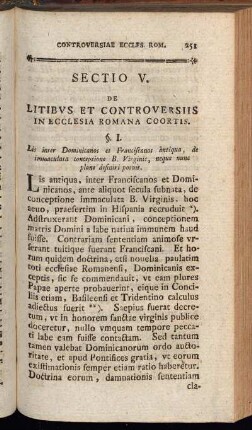 Sectio V. De Litibus et Controversiis in Ecclesia Romana Coortis.