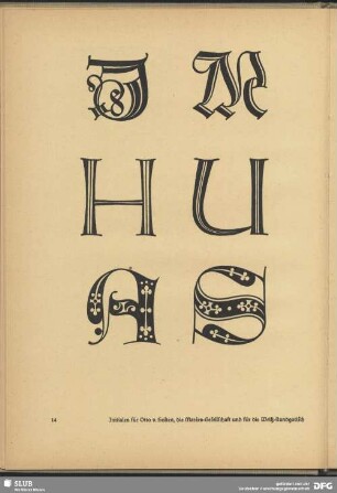 Initialen für Otto v. Holten, die Marées-Gesellschaft und für die Weiß-Rundgotisch