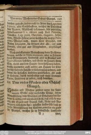 XII. Von vielen Wachen oder Schlaf-Mangel.