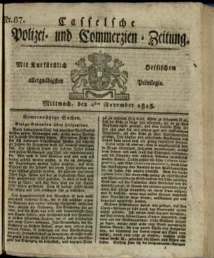 Nr. 87, Mittwoch, den 1sten November 1815