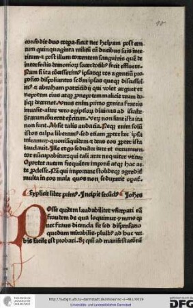 Explicit liber primus, incipit secundus.