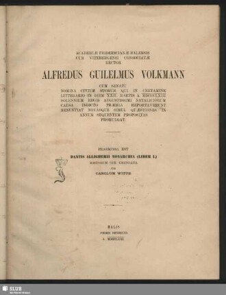 Dantis Alligherii Monarchia (Liber I.)