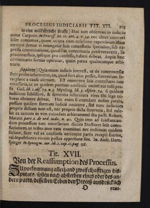 Tit. XVII. Von der Reassumption des Processus.