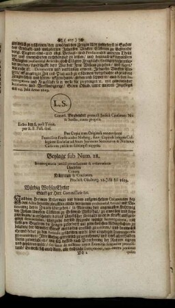 Beylage sub Num. 28. Interrogatoria juncta protestatione & reservatione Umbken Contra Kellerman & Consortes. Product. Osnaburg. 21. Julii Aō 1619.