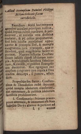 Aliud exemplum Domini Philippi Melanchthonis status iuredicialis.