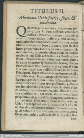 Titulus II. Moderna Urbis facies, situs, & munimenta