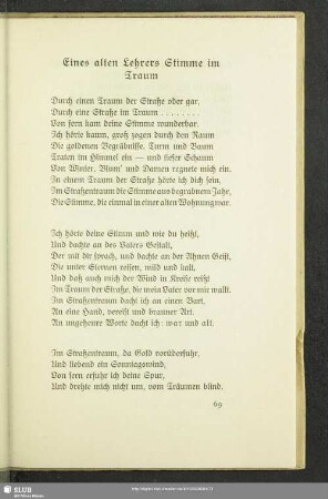 Eines alten Lehrers Stimme im Traum