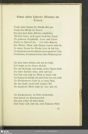Eines alten Lehrers Stimme im Traum