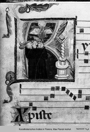 Initiale K mit singenden Mönchen - Antiphonarium Commune Sanctorum, Proprium de Sanctis et Proprium de tempore