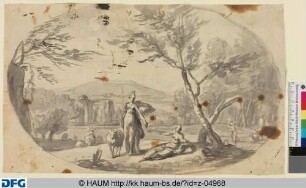 Antike Szene in einer Landschaft im Rund