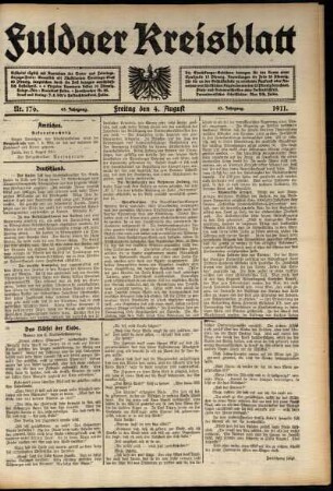 Ausgabe vom Freitag, den 04. August 1911.