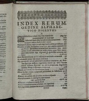 Index Rerum Ordine alphabetico Digestus