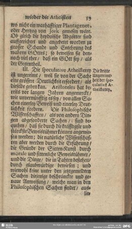 Die dritte Ungereimtheit der speculative[n] Atheisterey