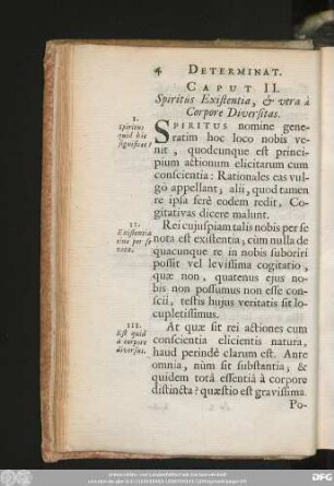 Caput II. Spiritus Existentia, & vera a Corpore Diversitas.