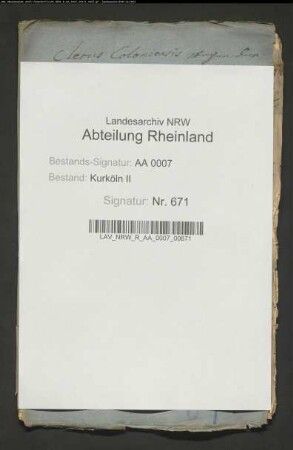 Schriftwechsel zwischen Kurköln und Jülich-Berg wegen Zollfreiheit des Klerus