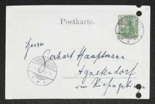Brief von Felix Hollaender an Gerhart Hauptmann
