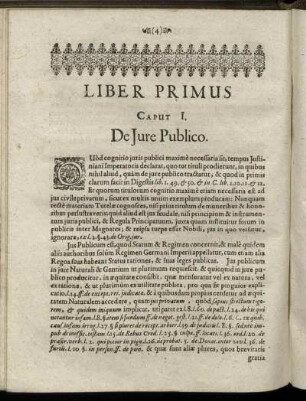 Caput I. [ - ] Caput V.; De Jure Publico; De Romani Imperii aliisque Orbis Partibus;