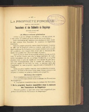 La Propriété Foncière dans la Coutume des Toucouleurs et des Diallonkés du Dinguiraye.