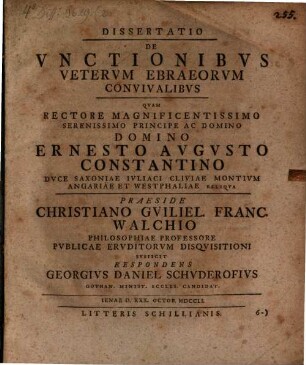 Dissertatio De Vnctionibvs Vetervm Ebraeorvm Convivalibvs