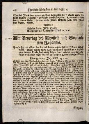 160-176, Am Feyertag des Apostels und Evangelisten Johannis.