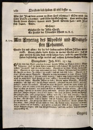 160-176, Am Feyertag des Apostels und Evangelisten Johannis.