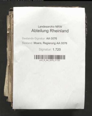 G.A. Weinhagen, Notar zu Moers: Handakten