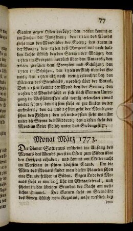 Monat März 1773.