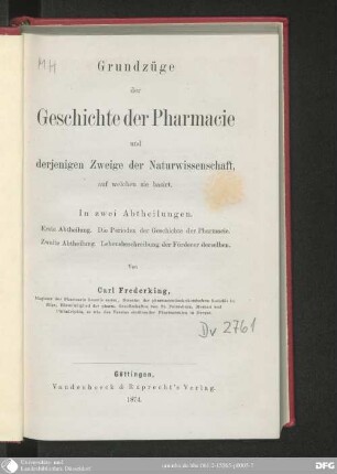 1: Die Perioden der Geschichte der Pharmacie