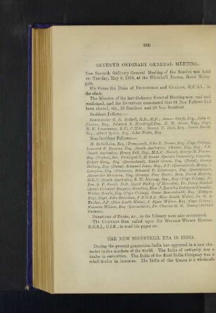 Seventh Ordinary General Meeting: The New Industrial Era in India. Sir William Wilson Hunter, K.C.S.I., C.I.E.