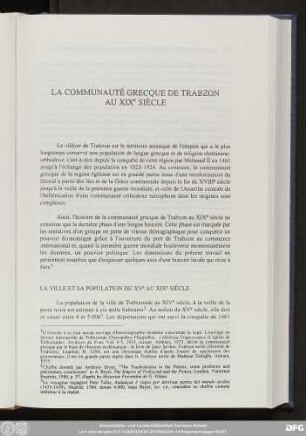 La Communauté Grecque De Trabzon Au XIXe Siècle