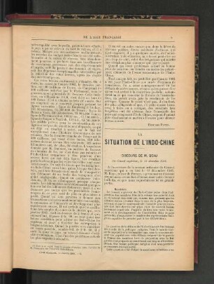 La Situation de l'Indo-Chine.