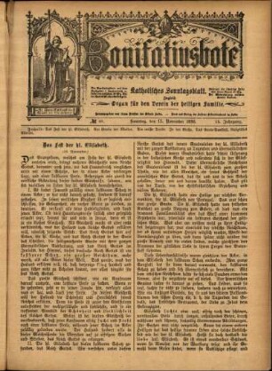 Erste Ausgabe vom Sonntag, den 13. November 1898.