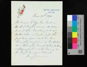 Arbeitszeugnis/-bescheinigung auf Briefpapier des RTYC "White Heather" über Edwin Nye, 10.06.1893