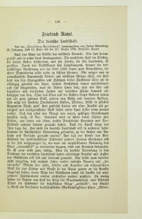 Friedrich Ratzel. Die deutsche Landschaft