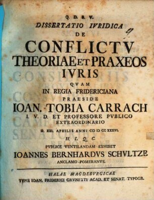 Diss. iur. de conflictu theoriae et praxeos iuris